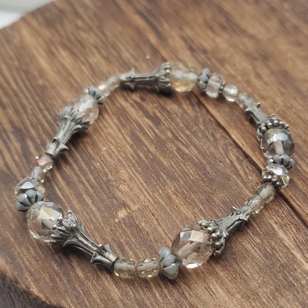 Sterling silver‎ B2018 Austrian crystal edwardian orb bracelet
